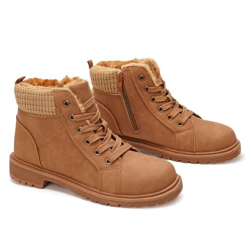 GLAMORA Botines mujer invierno cálidos con forro suave, suela antideslizante y ligera repelencia al agua; botines urbanos cómodos para ciudad, trabajo y uso diario en días fríos