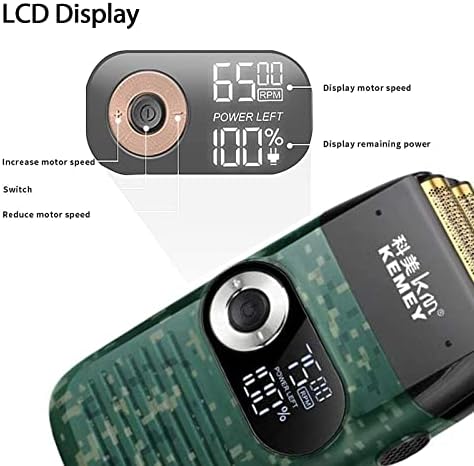 KEMEI Foil Shaver Barber for Men,Electric Razor Rechargeable with Beard Trimmer,Cordless Lithium Titanium Foil Shavers with Travel Case,KM2027