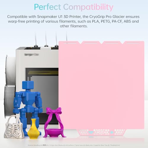 Image of BIQU CryoGrip Pro Glacier Pink Compatible with Snapmaker U1 3D Printer 276x304.5mm Panda Build Plate Double Sided Upgrade Plate Removable Surface Platform