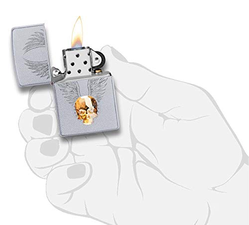 Encendedor Zippo Gold Skull Diseño Cromado Satinado miniatura 5