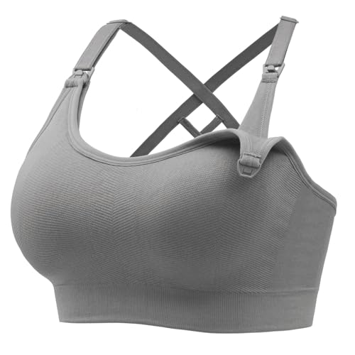 Image of Angelhood Nursing Bras for Breastfeeding, Seamless Nursing Sports Bra Medium Impact Support Maternity Bras for Pregnancy