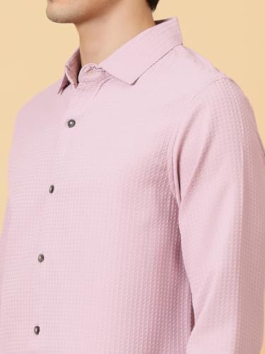 Image of KOTTY Men's Textured Casual Shirt - Long Sleeve||Button-Down Collar||Classic Fit