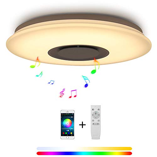 Preisvergleich Produktbild Deckenleuchte LED 36W Sternenhimmel-Effekt Runder mit Lautsprecher Bluetooth Fernbedienung Dimmbar Musik RGB Farbwechsel