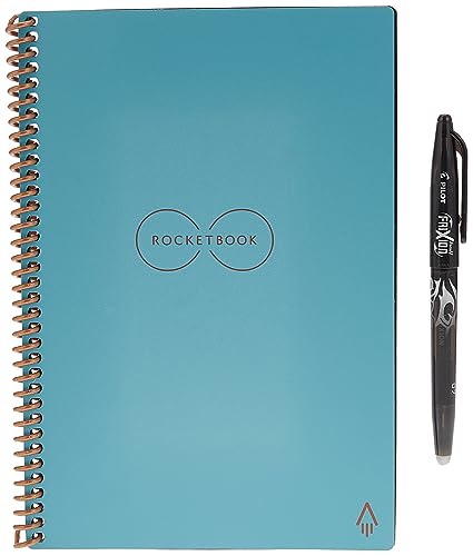 Rocketbook Core Reusable Smart Notebook | Innovative, Eco-Friendly, Digitally Connected Notebook with Cloud Sharing Capabilities | Dotted, 6" x 8.8", 36 Pg, Neptune Teal, with Pen, Cloth, and App Included