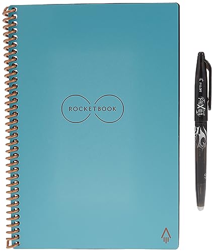 Rocketbook Fusion Smart - Cuaderno reutilizable, calendario, listas de tareas pendientes y páginas de plantillas de notas con 1 bolígrafo Pilot Frixion y 1 paño de microfibra incluido