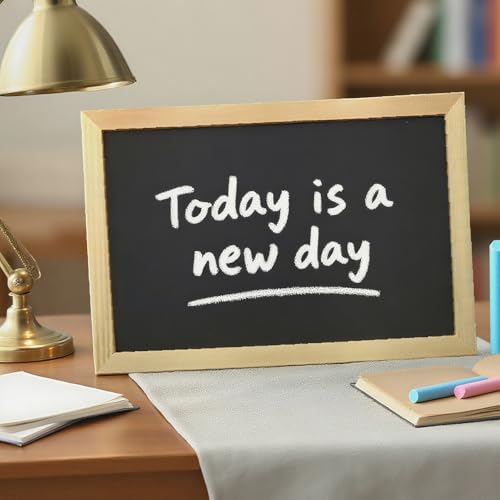 5 Stück Kreidetafel a4 mit Holzrahmen - Schiefertafel zum Beschriften 20 x 30 cm Kreidetafeln Tafel Klein Aufhängen Und 2 Schwamm