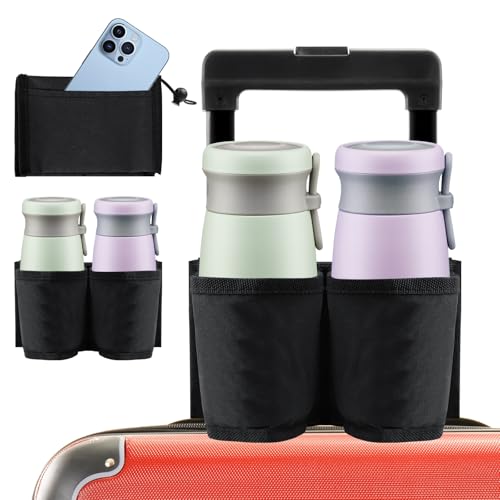 Image of Luggage Cup Holder, Free Hand Luggage Cup Holder for Suitcases Luggage Travel Cup Holder Essential Luggage Accessories Gift for Travelers Flight Attendants (Black)