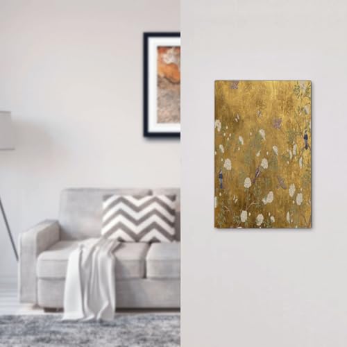 Decorative Switch Plate Covers Vintage White Flowers Birds on Golden Background 1 Gang No Device Single Blank Outlet Covers Wall Plate Light Switch Cover Plate for Bedroom Decor