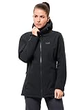 Jack Wolfskin Damen Rock Valley Long Jacket Winter-Softshellwinddicht Wasserabweisend Atmungsaktiv Softshelljacke, schwarz(black), S