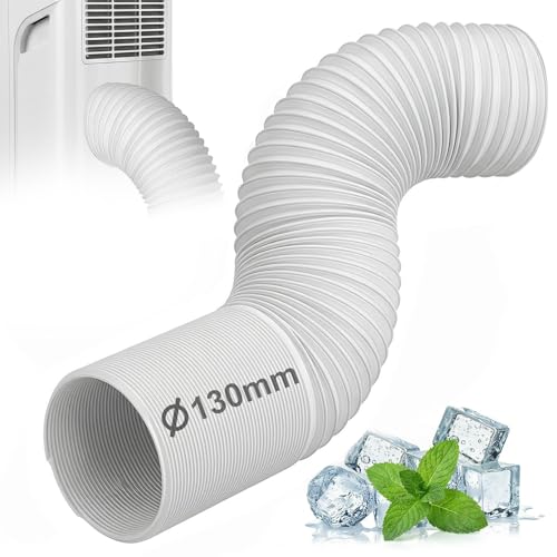Tubo Aire Acondicionado Portátil 130mm de Diámetro, 2 M Manguera Flexible Repuesto con Alambre de Refuerzo, Ventilación de Escape para Climatizador Portatil, Rosca Sentido Antihorario