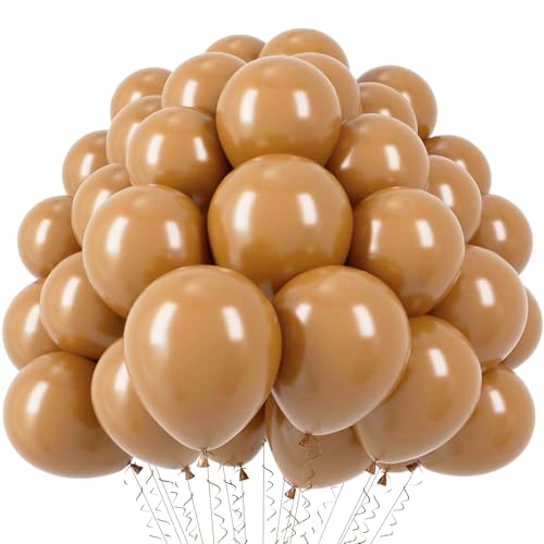 Image of Voircoloria 110pcs Brown Balloons 12inch Brown Latex Party Balloons for Graduation, Bear Themed Party, Wedding, Birthday, Bridal Shower, Baby Shower, Anniversary Party Decorations
