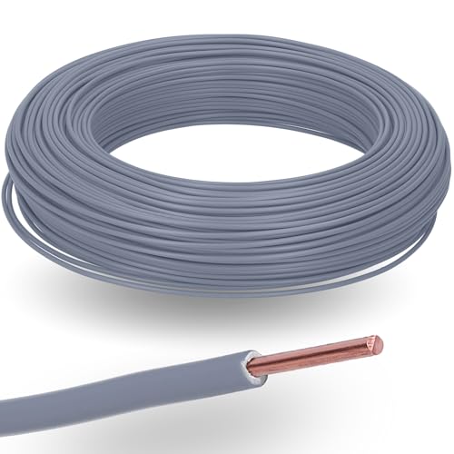 Kalitec H07V-U 1 x 1,5 mm² Gris I Fil simple en PVC ignifuge 1,5 mm² Toron rigide en cuivre I 450/750 V I Câble de câblage monofil pour câblage interne...