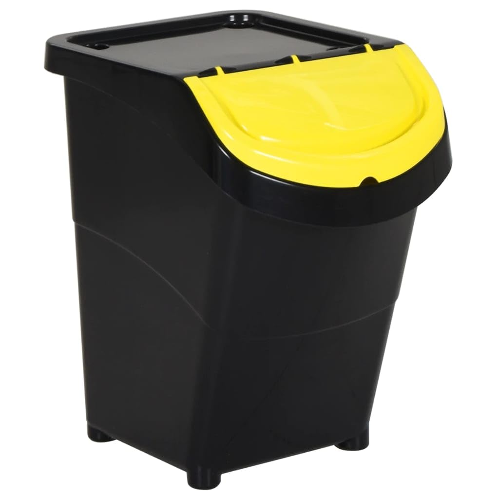 vidaXL Poubelles empilables avec couvercles 3 pcs Noir PP 120 L
