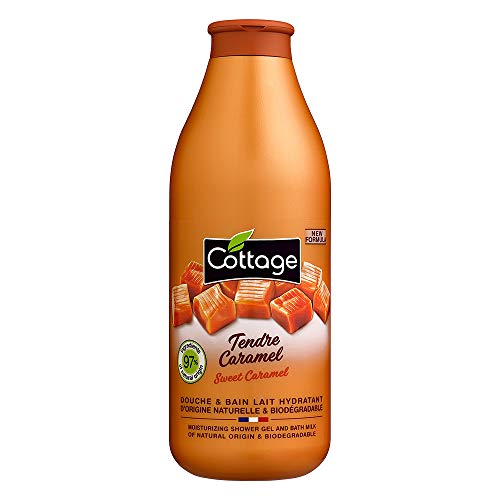 Cottage Gel Douche & Bain Lait Hydratant 97% d'Ingrédients d'Origine Naturelle, 750ml -Fabriqué en France - Tendre Caramel