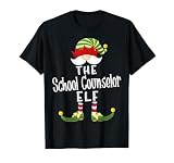 School Counselor Elf Group Christmas Funny Pajama Party T-Shirt