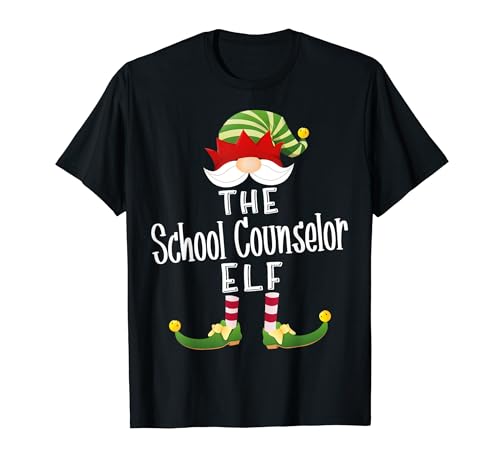 School Counselor Elf Group Christmas Funny Pajama Party T-Shirt