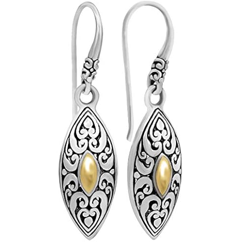 DEVATA Sterling Silver 925 and 18K Gold Accents Bali Angel Eyes Drop Earrings DVN6728ATT Cover