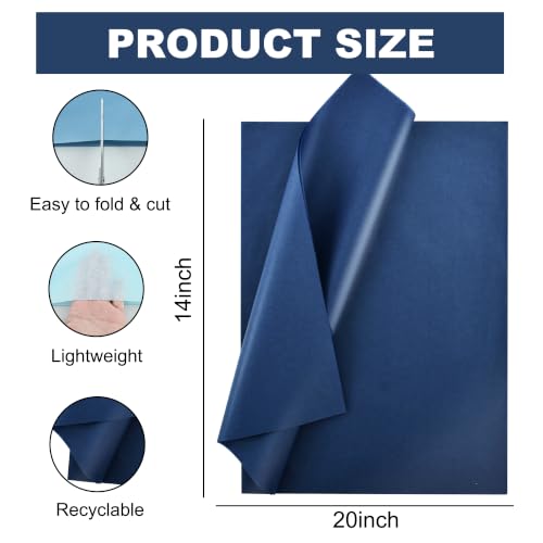 Image of BEISHIDA 90 Sheets Dusty Blue Series Tissue Paper Bulk for Gift Wrapping