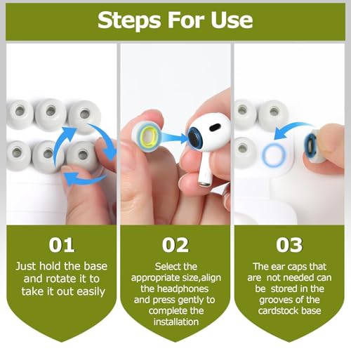 Image of Memory Foam Ear Tips for AirPods Pro 1st & 2nd Generation with 3-in-1 Cleaning Kit - Noise Cancelling Replacement Eartips, Comfortable Fit, No Silicone Pain, Fits in Charging Case, Gray