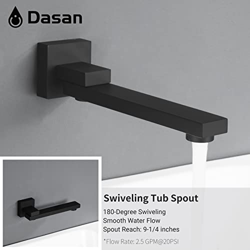 Dasan Tub Shower Faucets Sets Complete Matte Black Bathtub Shower System With Tub Spout, Bathtub Faucet Set Tub And Shower Faucet Combo Trim Kit With Rough-In Valve #TOP4