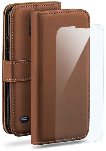 Étui Samsung Galaxy S5 moex à couvercle protecteur et film écran antichoc marron