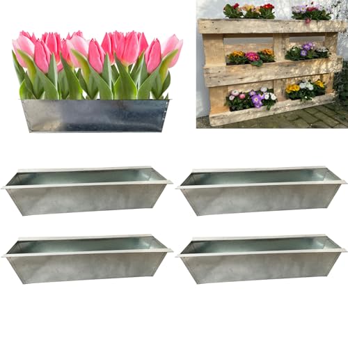 Hossi's Wholesale 4er Set Zink Paletten Blumenkästen - Einsatz 38cm groß...