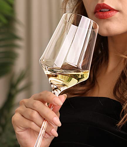 Oja R-1035-4 White Wine Glasses Set Of 4- Modern Crystal Hand Blown Wine Glass-15 Oz,Thin Rim,Long Stem,Perfect For Red Or White,Daily Use,Unique Wedding Anniversary Or Birthday Gift thumb #1