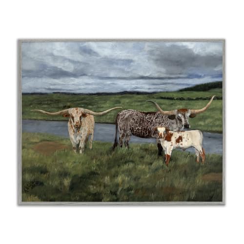 Longhorn Cattle Trio Rustic, 16 x 20 Inch Framed Giclée Print