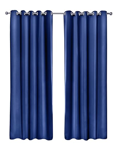 Emma Barclay – Blackout Curtains for Bedroom Living Room Thermal Insulated Woven Eyelet Blackout Curtains Cali Collection (46” x 54” Inch)(Navy)