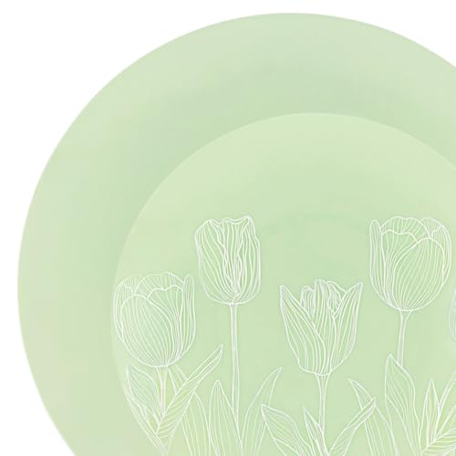 Mint Green/White Tulip Organic Plates Combo - Plastic - Case Pack of 128 - For Parties, Catering & Special Events by Bluesky Trading - Used condition - US$83.91