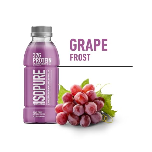 Image of Isopure Zero Carb 32g Clear Protein Ready-to-Drink, Whey Protein Isolate, Grape Frost, 12 Pack (Packaging May Vary)