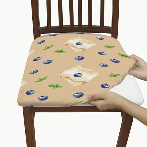 Blueberry Lot de 4 housses de siège pour chaises d'été décontractées et lavables en élasthanne Beige menthe Pour cuisine, restaurant, bureau, fête