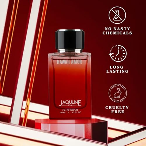Image of JAQULINE USA Hawaii Amor Eau De Parfum | Unisex Perfume | Long Lasting Fragrance | Citrus, Flowery, Musky Notes | Fresh & Elegant Scent | 100ml
