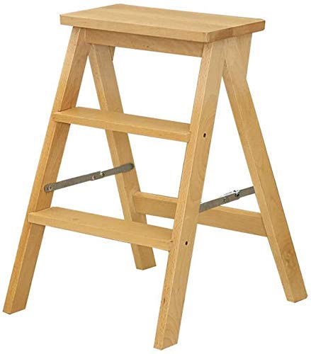 Natural Beech Wood Stair Stool Foldable Space-Saving Step
