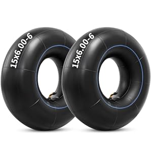 Heavy Duty 15×6.00-6 Butyl Inner Tubes with TR-87 Bent Valve Stem, Premium Replacement 6.00/6.50-6 Lawn Mower Tire Tubes Fit for Snow Blowers, Go Karts, Golf Carts, Wheelbarrows and More 2 Pcs