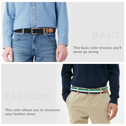 SANSTHS Reversible Braided Belt for Men and Women, Elastic Stretch Woven Golf Belts for Men, Casual Jeans Sports Work 1 3/8"4
