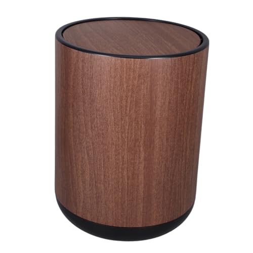 Cabilock Cubo De Basura Con Tapa Abatible Doble Capa 12l Plástico Imitación Madera Funcional Para Hogar Dormitorio Oficina Único Unidad