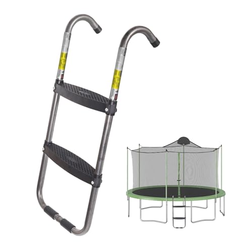 Trampoline Ladder 2 Step 220Lbs Capacity Trampoline Ladder with Horizontal Wide Steps Skid-Proof Safety Steps Universal Hook UV Treated Steel Trampoline Stairs Accessories for Children/Kids