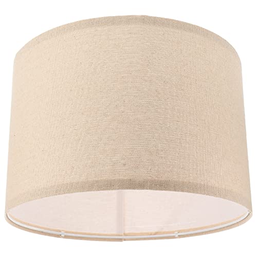 ibasenice Pantallas De Lámpara De Tela De Tambor Pantalla De Mesa Hecha A Mano De Lino Natural Cubierta De Lámpara De Pie Pantalla De Luz De Escritorio Cubierta De Lámpara Retro, Beige, 30X30X20CM