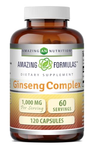 Amazing Formulas Ginseng Complex 1000 Mg of 4:1 Korean Ginseng Extract | Capsules Supplement | Non-GMO | Gluten-Free | Made in USA (1 Pack | 120 Count)