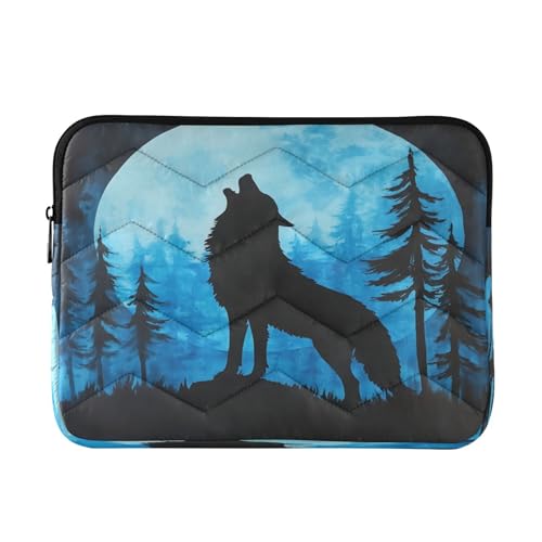 Wolf Moon Blue Forest Laptop Sleeve for 13-13.3 IN Water Resistant Portable Laptop Sleeve Bag Carrying Sleeve Bags for Women Travel Airport