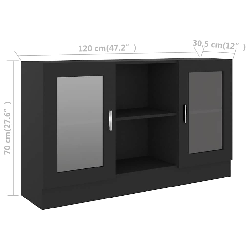 Hothingwell Armadio nero 120 cm, 2 ante in legno di ingegneria