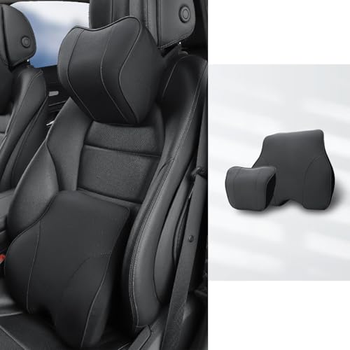 高密度 ヘッドレスト に適用 ホン-ダ ZR-V RZ系 CRV ネックパッド ソフトで快適 ランバーサポート 頭 頚椎サポート 腰クッション 固定バンド付き 車用枕 腰枕 長時間運転 車の旅行中 4色 (Black,1セット)