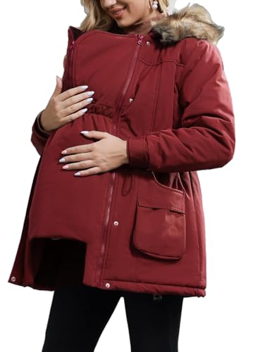 Maacie Winter Umstandsmantel aus Baumwolle warme Alltags-Outdoor-Umstandsjacke