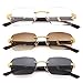 Hycredi Rimless Rectangle Sunglasses Men Women Retro Frameless Square Shade Y2k Sun Glasses Tinted Eyewear-Clear+Brown+Gray