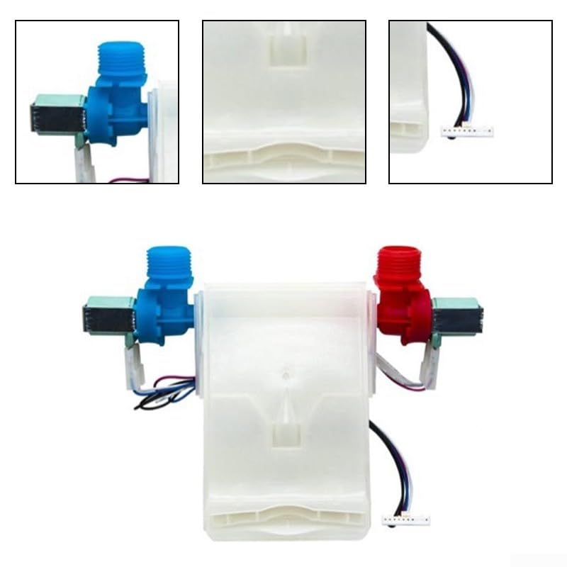 Zawór wlotowy wody W10683603 do pralki - zawór elektromagnetyczny podwójna głowica część zamienna W10423125 tworzywo sztuczne ABS trwałe łatwy montaż