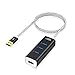 CableCreation 4-Port USB 3.0 Hub, 1.5M(4.9FT) Langes USB Verlängerungskabel, 5Gbps Datenrate für MacBook Pro,Laptop, iMac,PC,USB-Flash-Laufwerke usw. Aluminium, Geflochtenes, Schwarz & Weiß, 1.5 m