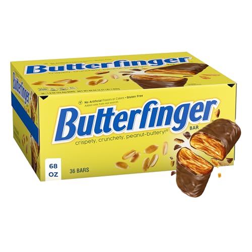 Butterfinger Full Size Candy Bar, 36 Count, Crispety Crunchety Peanut-Buttery On-The-Go Sweet Treat, 1.9 oz Each