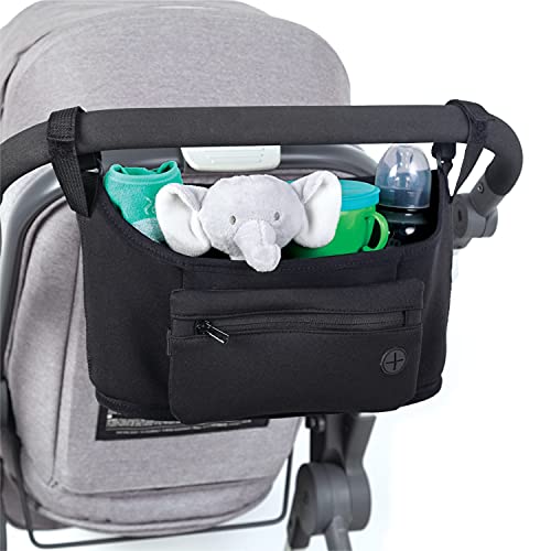 Image of The Peanutshell Stroller Organizer – Two Drink Cup Holder for Stroller, with Removable Wristlet, Zippered Pocket for Phone, Opening for Headphone Cord, Baby Organizer for Stroller