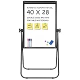 Stand White Board - 40x28 Magnetic Dry Erase Board Flipchart Board Double Sided Easel Board Portable Whiteboard